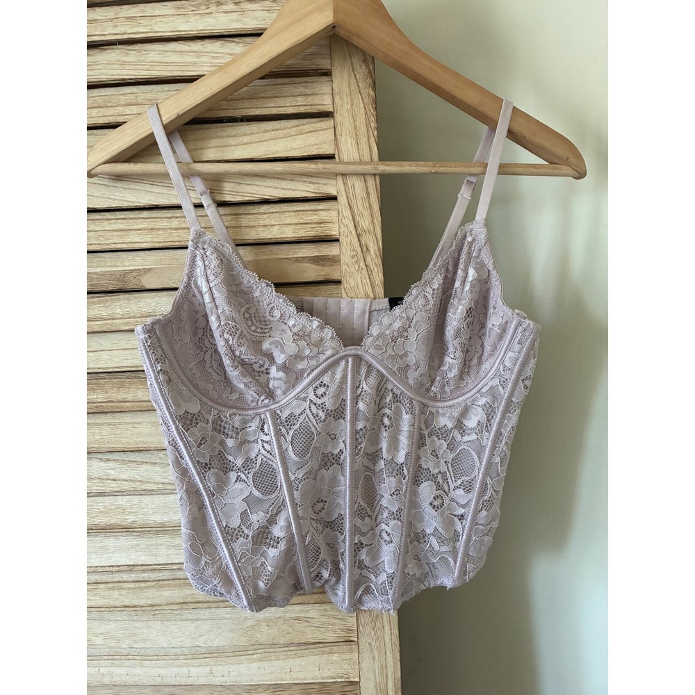 Kendall & Kylie  Femme Lavender Lace Corset Bustier Top Mauve Size M